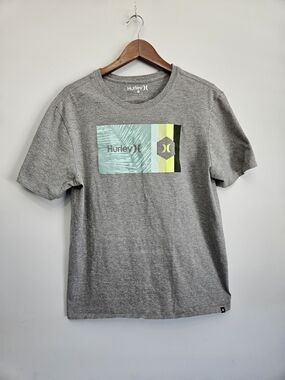 Hurley Men's Gray Graphic Crew Neck T-Shirt